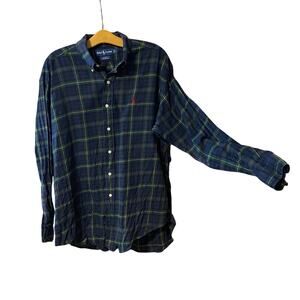 Vintage Ralph Lauren Blake Plaid Button Down Shirt Men’s L Red Pony 100% Cotton